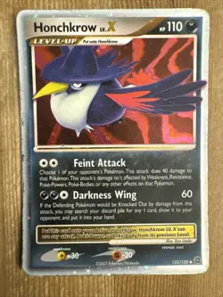 Honchkrow LV.X 132/132 Secret Wonders Holo Pokemon Card - HP/DMG - Image 1