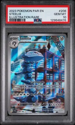 Steelix 208/182 Illustration Rare 2023 Pokemon Paradox Rift PSA 10 GEM MINT - Image 1