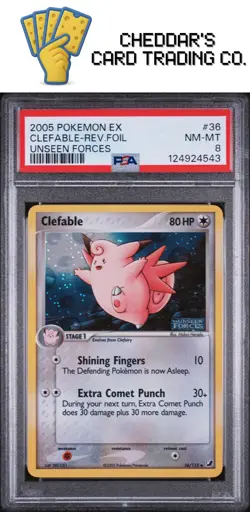 2005 Pokemon Ex Unseen Forces Clefable-Rev.Foil Unseen Forces #36 PSA 8 - Image 1