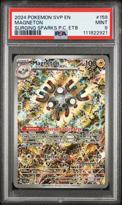2024 POKEMON SVP SURGING SPARKS POKEMON CENTER ETB PROMO #159 MAGNETON PSA 9 - Image 1