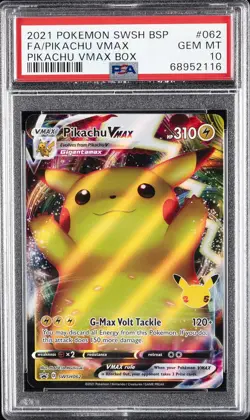 2021 POKEMON SWSH BLACK STAR PROMO PIKACHU VMAX BOX FULL ART/PIKACHU VMAX PSA 10 - Image 1
