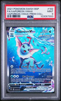 2021 POKEMON SWSH BLACK STAR PROMO #182 FULL ART/VAPOREON VMAX PSA 9 - Image 1