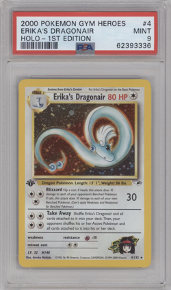 PSA 9 MINT 2000 POKEMON GYM HEROES #4 ERIKA'S DRAGONAIR HOLO 1ST EDITION - Image 1