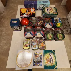 Lot of 19 Empty Pokemon Tins, Lunch Boxes, Pokeball, & More - Charizard Pikachu - Image 1