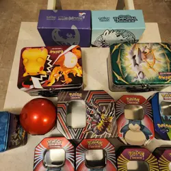Lot of 19 Empty Pokemon Tins, Lunch Boxes, Pokeball, & More - Charizard Pikachu - Image 2