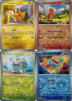 Pokemon 151 Costco Cosmos Promo Set: Pikachu, Charmander, Bulbasaur, Squirtle - Image 1