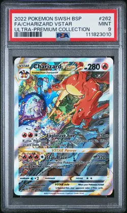 2022 POKEMON SWSH BLACK STAR PROMO #262 FULL ART/CHARIZARD VSTAR PSA 9 - Image 1