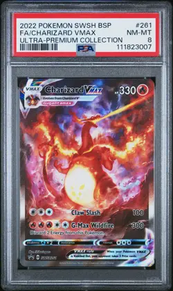 2022 POKEMON SWSH BLACK STAR PROMO #261 FULL ART/CHARIZARD VMAX PSA 8 - Image 1