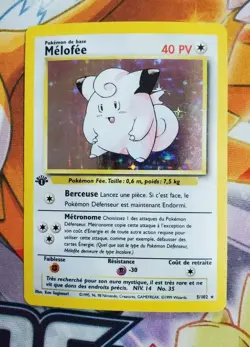 Pokemon Melofee Clefairy Base Set FRENCH 1st Edition Holo Rare #5 LP-NM - Image 1