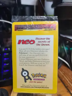 Sealed 2001 Entei Reverse Holo Pokemon Neo Discovery Black Star Movie Promo VTG - Image 1