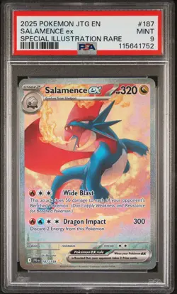 2025 POKEMON JTG EN-JOURNEY TOGETHER #187 SALAMENCE EX PSA 9 - Image 1