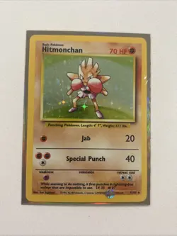 RARE Vintage Pokemon TCG Hitmonchan Base Set Holo Unlimited Card 7/102 LP 1999 - Image 2