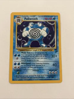 RARE Vintage Pokemon TCG Poliwrath 15/130 Holo Rare Base Set 2 Card LP 99/2000 - Image 3