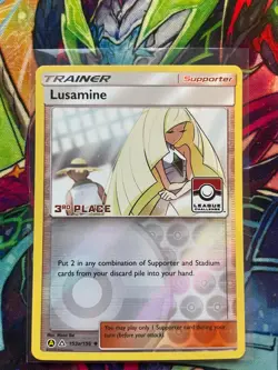 Pokemon Card Lusamine 3rd Place 153a/156 Alt Art League Challenge Promo LP 2019 - Image 1
