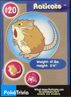 #20 Raticate Poketrivia Burger King Pokemon Card - Image 1