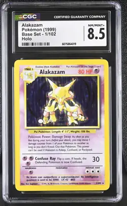 CGC 8.5 Alakazam 1999 Base Set 1/102 Holo Pokemon Card - Image 1