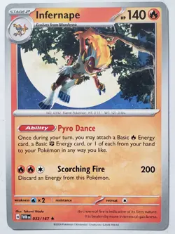 EXCLUSIVE Infernape 033/167 NM/M RARE Non Holo Twilight Masquerade Pokemon Card - Image 1