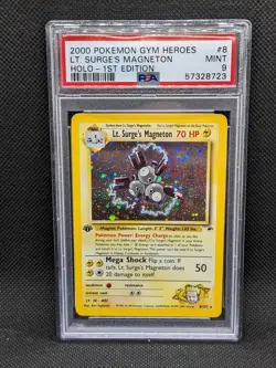 LT. SURGE'S MAGNETON 8/132 1st Edition Gym Heroes Holo Rare Pokemon Card PSA 9 - Image 1