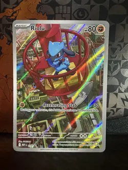 Pokemon TCG Riolu ME01 Black Star Promo Mega Evolution Exclusive Holo Card - Image 1