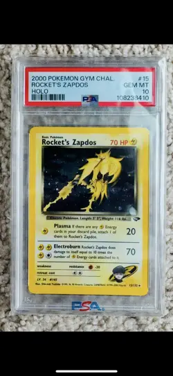 Pokemon 2000 Gym Challenge Rockets Zapdos Holo #15 Unlimited PSA 10 GEM MT WOTC - Image 2