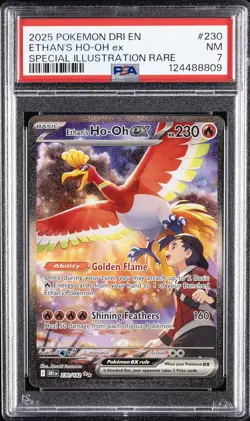 2025 POKEMON DRI EN-DESTINED RIVALS #230 ETHAN'S HO-OH EX PSA 7 - Image 1