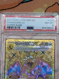 2023 POKEMON OBF EN-OBSIDIAN FLAMES HYPER RARE #228 CHARIZARD EX PSA 8 - Image 3