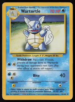 Pokemon Vintage Wartortle 042/102 Base Set Non-Holo - HP / DMG - Image 1