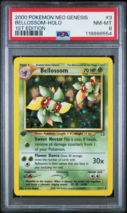 ✨ PSA 8 2000 Pokemon Neo Genesis 1st Edition #3 Bellossom Holo - Image 1