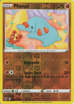 Phanpy Reverse Holo Common - SWSH04: Vivid Voltage #086/185 Pokemon TCG - Image 1
