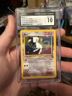 2000 POKEMON BLACK STAR PROMO HOLO POKEMON LEAGUE #9 MEW CGC 10 GEM MINT - Image 1