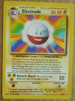 Electrode 21/102 Rare Non-Holo Base Set Pokemon Card NM/LP - Image 1