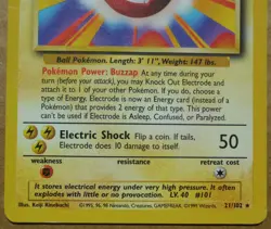 Electrode 21/102 Rare Non-Holo Base Set Pokemon Card NM/LP - Image 3