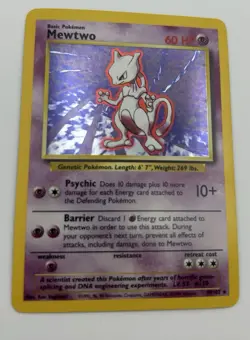 Pokemon TCG Mewtwo Base Set Holo Unlimited Rare Card 10/102 - Image 1