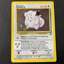 Clefairy Holo 6/130 2001 Base Set Rare WOTC Pokemon Card TCG *Swirl* - Image 1