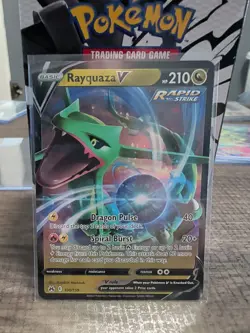 Pokemon TCG Rayquaza v Crown Zenith Holo Ultra Rare Card 100/159 NM/M Condition - Image 1