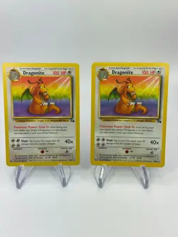 Pokemon TCG English 2 Cards Rare Non Holo Fossil Unlimited Dragonite 19/62 P/MP - Image 1