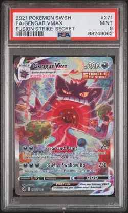 Gengar VMAX #271 Secret Rare SWSH: Fusion Strike Pokemon TCG PSA 9 MINT - Image 1