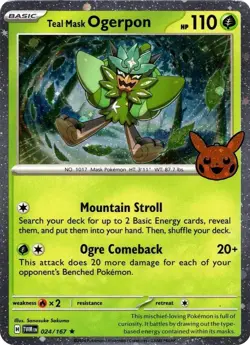 Teal Mask Ogerpon (Cosmos Holo) - Pokemon TCG Trick or Trade (2024) - NM - Image 1