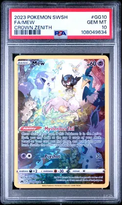 2023 POKEMON SWORD & SHIELD CROWN ZENITH #GG10 FULL ART/MEW PSA 10 - Image 1