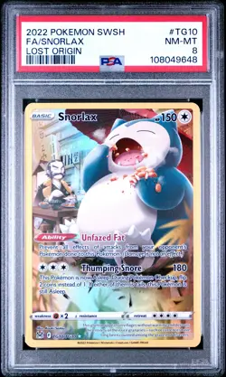 2022 POKEMON SWORD & SHIELD LOST ORIGIN #TG10 FULL ART/SNORLAX PSA 8 - Image 1