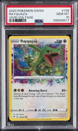 2020 POKEMON SWORD & SHIELD VIVID VOLTAGE #138 RAYQUAZA PSA 10 - Image 1