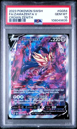 2023 POKEMON SWORD & SHIELD CROWN ZENITH #GG54 FULL ART/ZAMAZENTA V PSA 10 - Image 1
