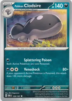 Pokemon Paldean Clodsire - 129/197 - Uncommon NM-Mint Obsidian Flames - Image 1