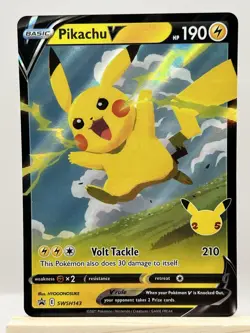 Pokemon TCG Pikachu V SWSH143 SWSH: Sword & Shield Black Star Promo Cards Holo - Image 1