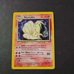 MP Pokemon TCG Base Set Ninetales Holo 12/102 Black Flame Error Card Unlimited - Image 1