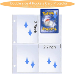 4-Pocket Trading Card Binder Album - Holds 400 Cards, 50 Sleeves, PU Leather - Image 4