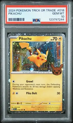 2024 POKEMON TRICK OR TRADE #018 PIKACHU PSA 10 - Image 1