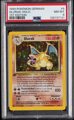 1999 POKEMON GERMAN 1ST ED #4 GLURAK-HOLO PSA 8 - Image 1