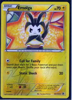 2013 EMOLGA 49/113 Legendary Treasures Pokemon Uncommon REVERSE HOLO (E2) - Image 1