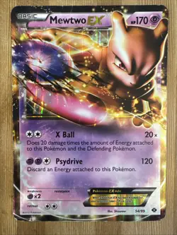 Pokemon TCG Mewtwo EX 54/99 Ultra Rare Next Destinies JUMBO DAMAGED - Image 1